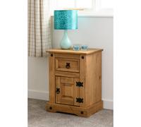 Seconique Corona Petite Bedside - Distressed Waxed Pine, Brown