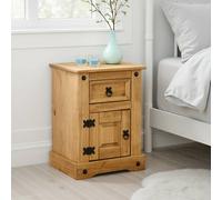 Seconique Corona Petite Bedside - Distressed Waxed Pine, Brown