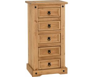 Seconique Corona Pine Tall 5 Drawer Chest - Distressed Waxed Finish