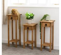 Seconique Corona Plant Stands Set Of 3 Sizes In Distressed Waxed Pine Finish