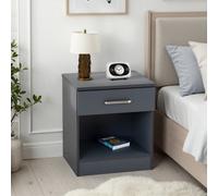 Seconique Dakota 1 Drawer Bedside Dark Grey