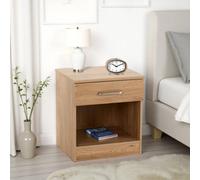 Dakota 1 Drawer Bedside Oak Effect Metal Handles and Drawer Runners