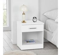 Dakota 1 Drawer Bedside White Metal Drawer Runners and Handles