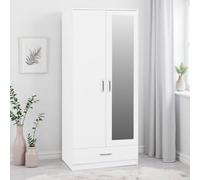 Seconique Dakota 2 Door 1 Drawer Mirrored Wardrobe - White