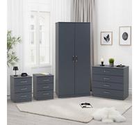 Seconique Dakota 2 Door Wardrobe Bedroom Set -Dark Grey