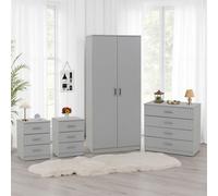 Seconique Dakota 2 Door Wardrobe Bedroom Set - Light Grey