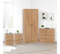 Seconique Dakota 2 Door Wardrobe Bedroom Set - Oak Effect