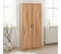 Dakota 2 Door Wardrobe Oak Effect Modern Storage Hanging Rail Freestanding