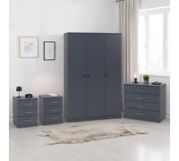 Seconique Dakotia 3 Door Wardrobe Bedroom Set in Dark Grey Seconique Dark Grey