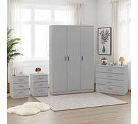 Seconique Dakota 3 Door Wardrobe Bedroom Set Grey