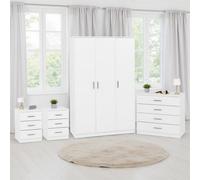Seconique Dakotia 3 Door Wardrobe Bedroom Set in White Seconique White