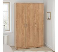 Dakota Oak 3 Door Wardrobe Bedroom Storage Cupboard with Shelf Hanging Rail