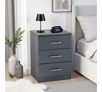 Seconique Dakota 3 Drawer Bedside Dark Grey