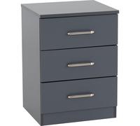 Seconique Dakota 3 Drawer Bedside in Dark Grey