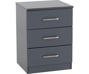 Seconique Dakota 3 Drawer Bedside in Dark Grey