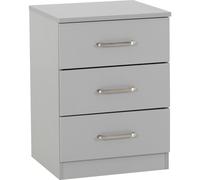 Seconique Dakota 3 Drawer Bedside in Light Grey