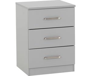 Seconique Dakota 3 Drawer Bedside in Light Grey