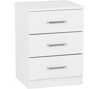Seconique Dakota 3 Drawer Bedside in White