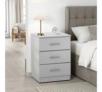 Seconique Dakota 3 Drawer Bedside - Light Grey, Grey