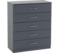 Seconique Dakota 5 Drawer Chest in Dark Grey