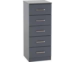 Seconique Dakota 5 Drawer Narrow, Slim Chest in Da