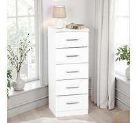 Seconique Dakota 5 Drawer Narrow Slim Chest in White