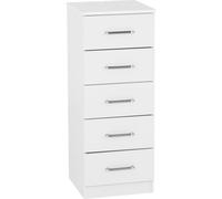 Seconique Dakota 5 Drawer Narrow, Slim Chest in White