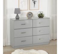 Seconique Dakota 6 Drawer Chest Of Drawers Light Grey