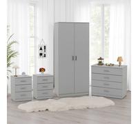 Seconique Dakotia 2 Door Wardrobe Bedroom Set in Light Grey Seconique Light Grey