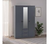 Seconique Dakotia 3 Door 2 Drawer Mirrored Wardrobe - Dark Grey Seconique Dark Grey
