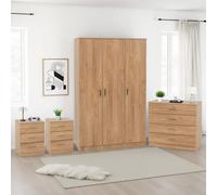 Seconique Dakotia 3 Door Wardrobe Bedroom Set in Light Oak Seconique Light Oak