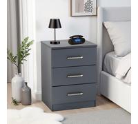 Seconique Dakotia 3 Drawer Bedside in Dark Grey Seconique Dark Grey