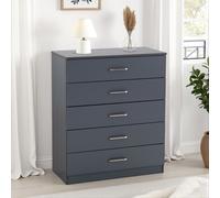 Seconique Dakotia 5 Drawer Chest in Dark Grey Seconique Dark Grey