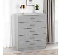 Seconique Dakotia 5 Drawer Chest in Light Grey Seconique Light Grey