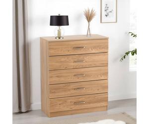 Seconique Dakotia 5 Drawer Chest in Light Oak Seconique Light Oak