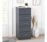 Seconique Dakotia 5 Drawer Narrow Chest in Dark Grey Seconique Dark Grey