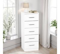 Seconique Dakotia 5 Drawer Narrow Chest in White Seconique White