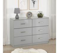 Seconique Dakotia 6 Drawer Chest in Light Grey Seconique Light Grey