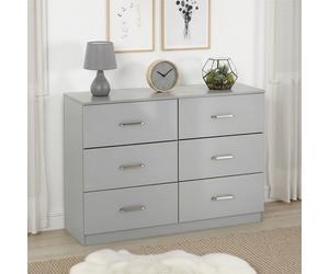 Seconique Dakotia 6 Drawer Chest in Light Grey Seconique Light Grey
