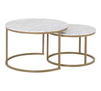 Seconique Dallas Round Coffee Table Set - Marble/Gold Effect, Multi
