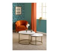 Seconique Dallas Round Coffee Table Set in White Seconique White