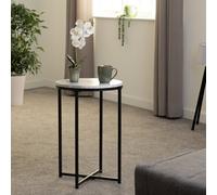 Seconique Side Table Dallas – Marble Effect & Black Metal Finish – One Size
