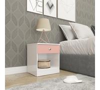Seconique Denver 1 Drawer Bedside - White/Pink Gloss, Pink