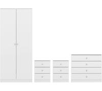 Seconique Denver 2 Door Double Wardrobe 4 Piece Bedroom Set - White Gloss