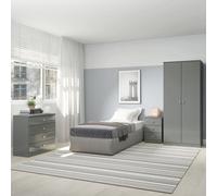 Seconique Denver 2 Door Wardrobe Bedroom Set - Grey Gloss
