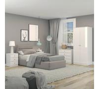 Seconique Denver 2 Door Wardrobe Bedroom Set - White Gloss