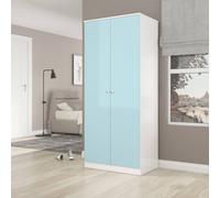 Seconique Denver 2 Door Double Wardrobe - White and Blue Gloss