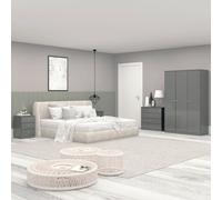 Seconique Denver 3 Door Wardrobe Bedroom Set - Grey Gloss
