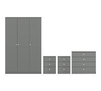 Seconique Denver 3 Door Wardrobe Bedroom Set in Grey Seconique Grey