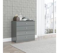 Denver 4 Drawer Chest Grey Gloss Bedroom Furniture Range Storage Modern